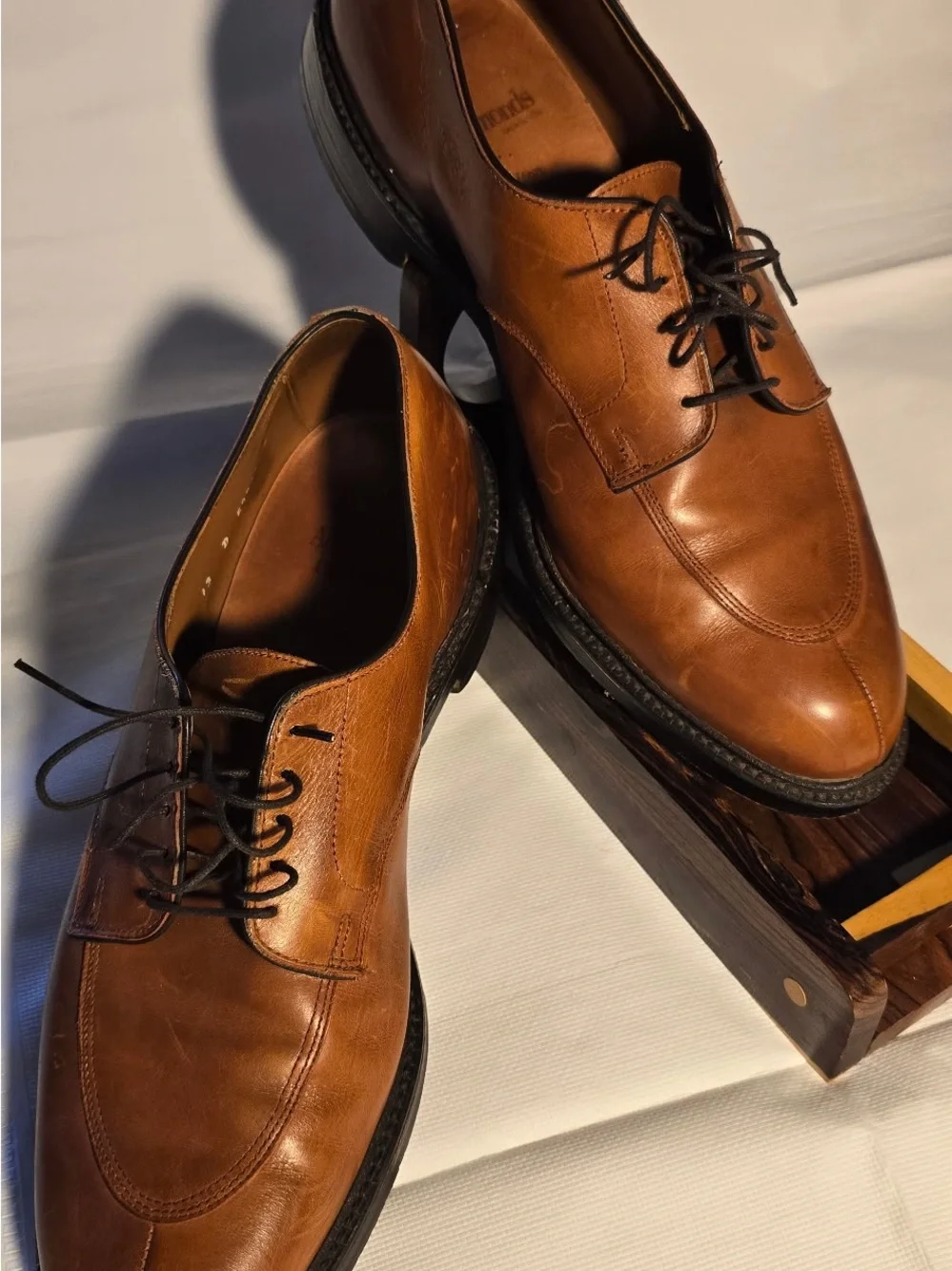 Allen Edmonds Cognac Brown Leather Derby Shoes